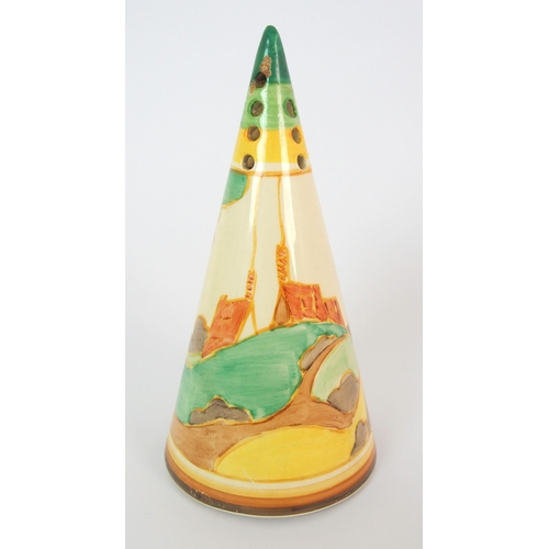 443 - A Clarice Cliff 'Secrets' pattern conical sugar castor