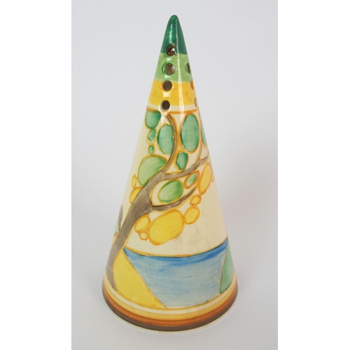 443 - A Clarice Cliff 'Secrets' pattern conical sugar castor