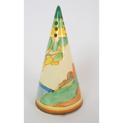 443 - A Clarice Cliff 'Secrets' pattern conical sugar castor