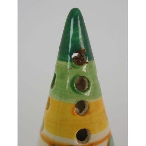 443 - A Clarice Cliff 'Secrets' pattern conical sugar castor