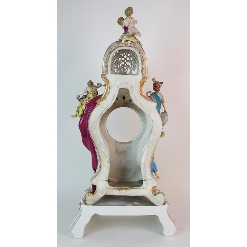 448 - A German porcelain clockcase and stand