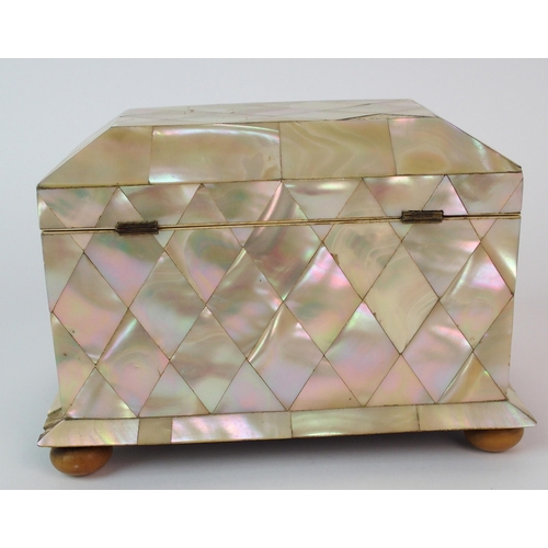 451 - A Regency abalone shell tea caddy