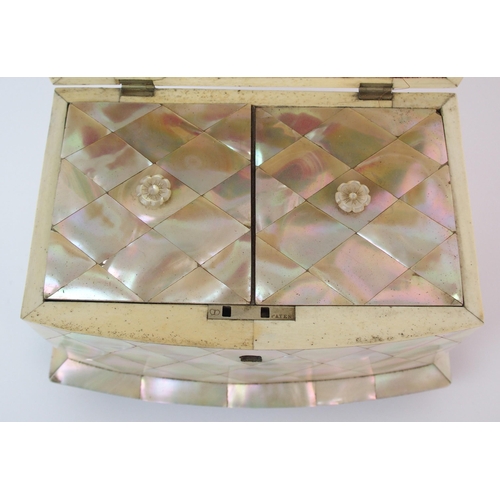 451 - A Regency abalone shell tea caddy