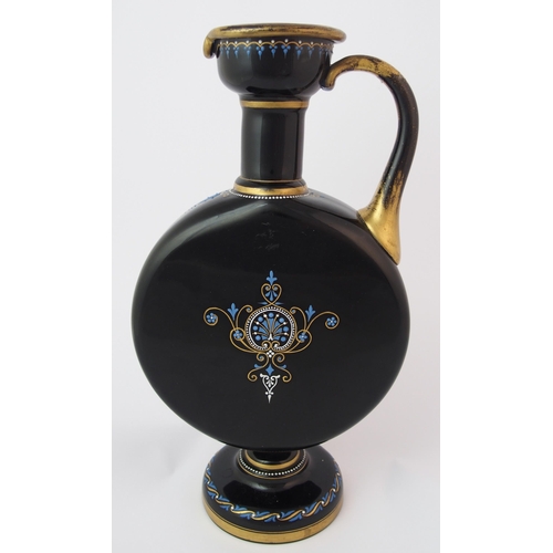 453 - An English black and opaque painted glass ewer