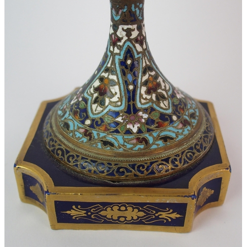 455 - A Sevres pattern and champleve enamel vase and cover