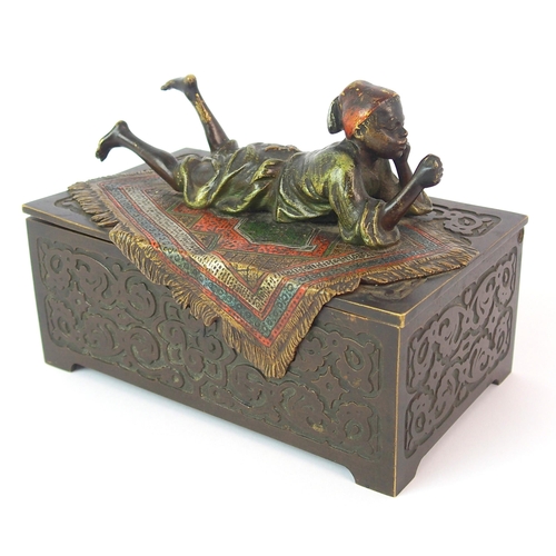 460 - An Austrian cold painted bronze cigarette box