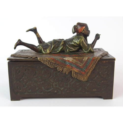 460 - An Austrian cold painted bronze cigarette box