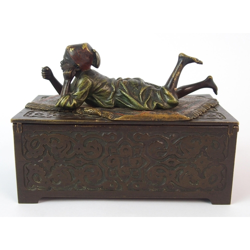 460 - An Austrian cold painted bronze cigarette box