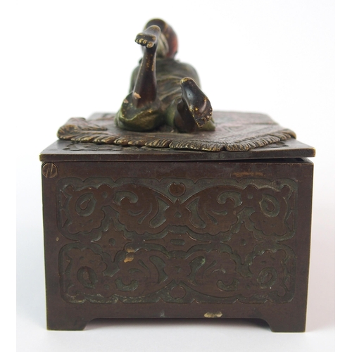 460 - An Austrian cold painted bronze cigarette box