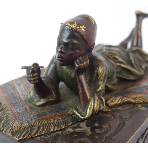 460 - An Austrian cold painted bronze cigarette box