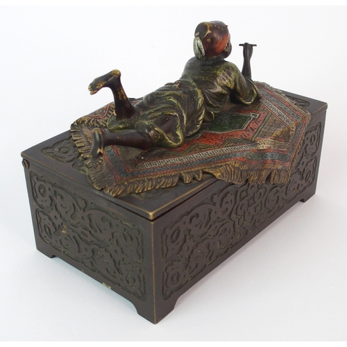 460 - An Austrian cold painted bronze cigarette box