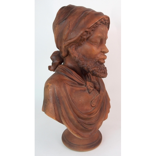 467 - A terracotta portrait bust of a Moor