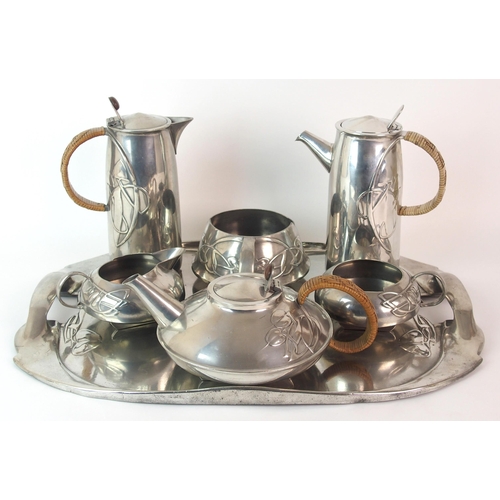 481 - Archibald Knox for Liberty & Co. Tudric Pewter Tea and Coffee set  pattern 0231  circa 1905