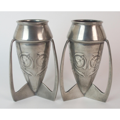 483 - Archibald Knox for Liberty & Co. Tudric Pewter pair of vases circa 1905