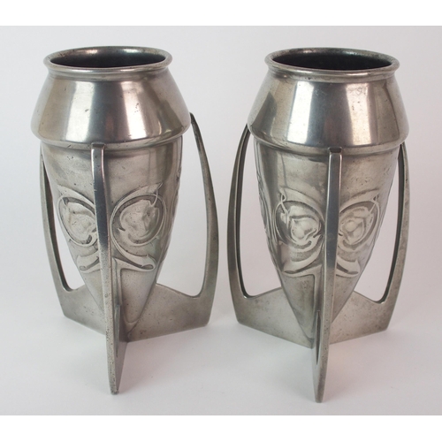 483 - Archibald Knox for Liberty & Co. Tudric Pewter pair of vases circa 1905