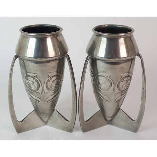 483 - Archibald Knox for Liberty & Co. Tudric Pewter pair of vases circa 1905