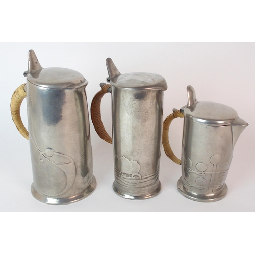 484 - Archibald Knox for Liberty & Co. Tudric Pewter hot water pots circa 1905