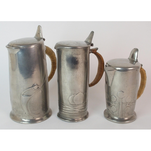 484 - Archibald Knox for Liberty & Co. Tudric Pewter hot water pots circa 1905