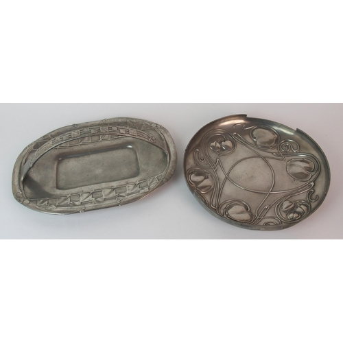 485 - Archibald Knox for Liberty & Co. Tudric Pewter tray and fruit bowl circa 1905