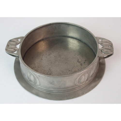 486 - Archibald Knox for Liberty & Co. Tudric Pewter butter/preserve dishes and spoon circa 1905