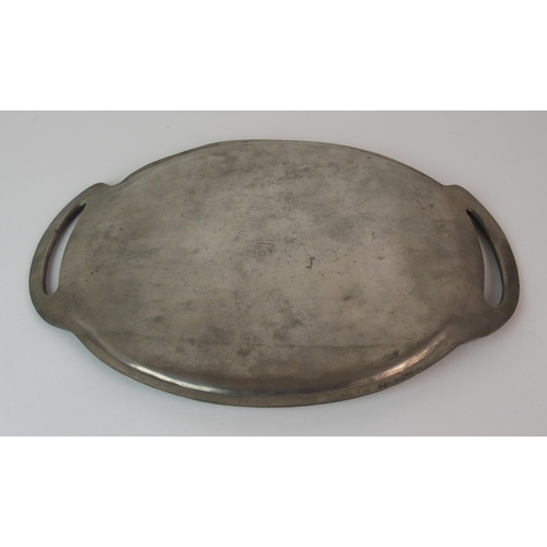 487 - Archibald Knox for Liberty & Co. Tudric Pewter crumb scoop  serving dish and tray circa 1905