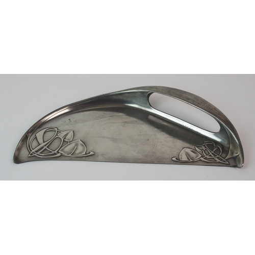 487 - Archibald Knox for Liberty & Co. Tudric Pewter crumb scoop  serving dish and tray circa 1905