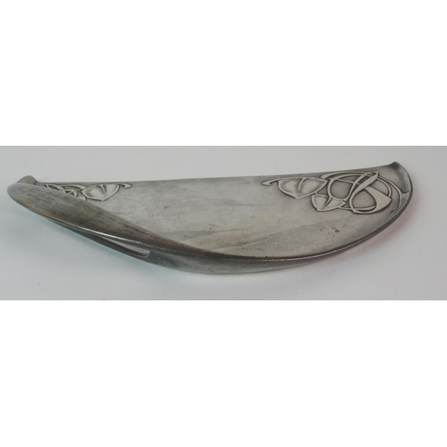 487 - Archibald Knox for Liberty & Co. Tudric Pewter crumb scoop  serving dish and tray circa 1905