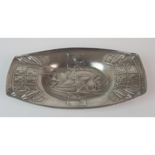 487 - Archibald Knox for Liberty & Co. Tudric Pewter crumb scoop  serving dish and tray circa 1905