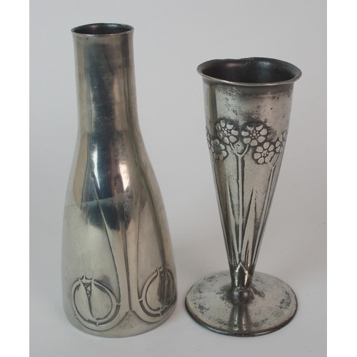 488 - Archibald Knox for Liberty & Co. Tudric Pewter flower vases circa 1905