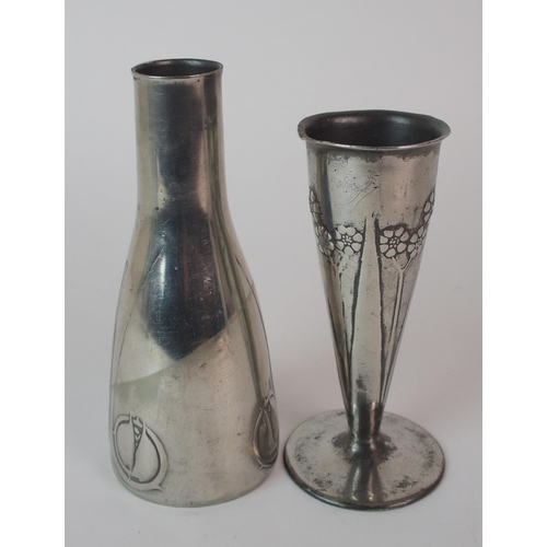 488 - Archibald Knox for Liberty & Co. Tudric Pewter flower vases circa 1905