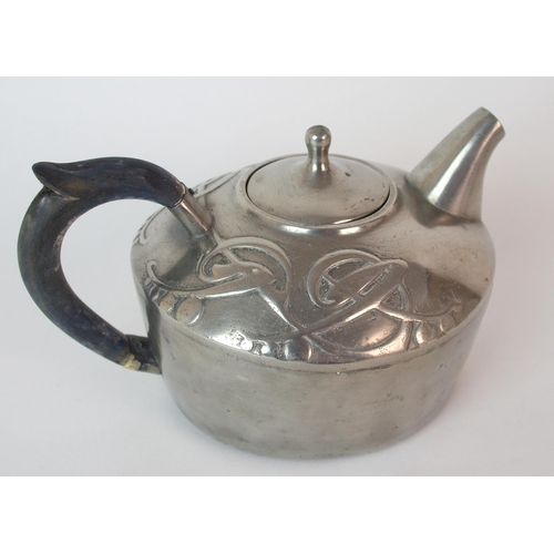 489 - Archibald Knox for Liberty & Co. Tudric Pewter tea pot and hot water pot circa 1905