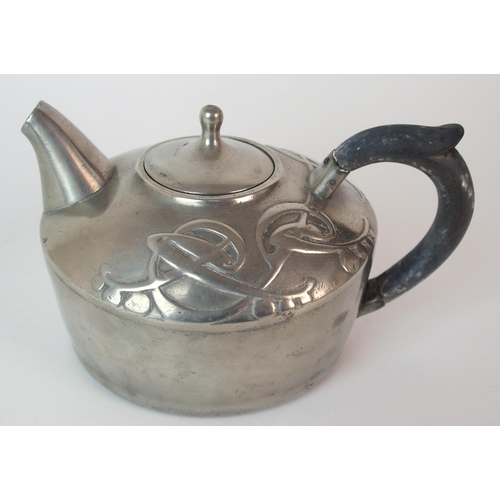 489 - Archibald Knox for Liberty & Co. Tudric Pewter tea pot and hot water pot circa 1905