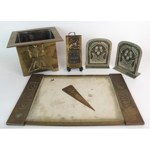 504 - A group of Glasgow School Art Nouveau repousse work items