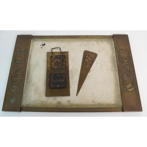 504 - A group of Glasgow School Art Nouveau repousse work items