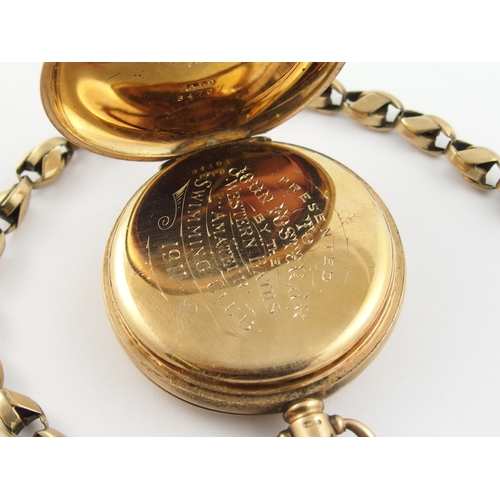 555 - A 9ct gold Waltham pocket watch