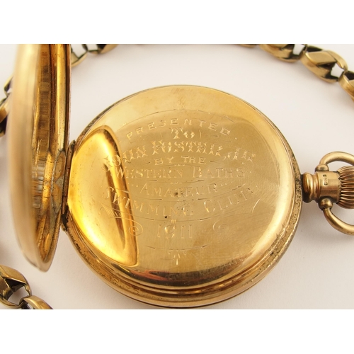 555 - A 9ct gold Waltham pocket watch