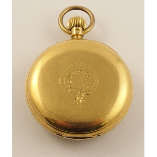 An 18ct open face pocket watch by H.J Butcher of Wellingborough