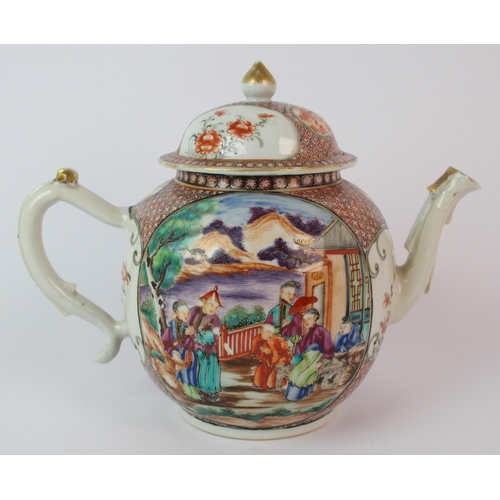 63 - A Cantonese famille rose globular teapot and cover