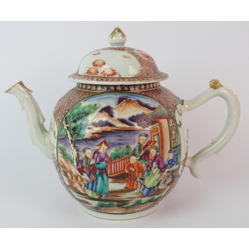 63 - A Cantonese famille rose globular teapot and cover