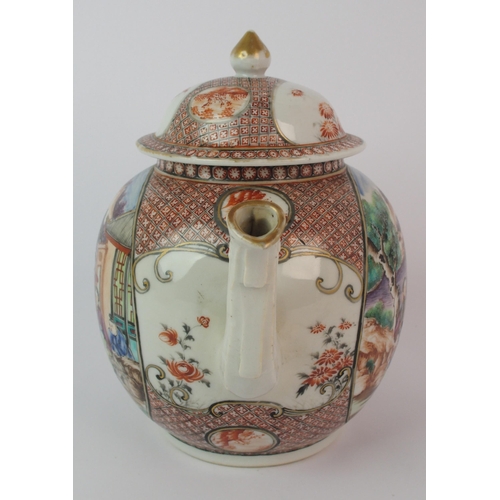 63 - A Cantonese famille rose globular teapot and cover