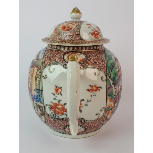 63 - A Cantonese famille rose globular teapot and cover