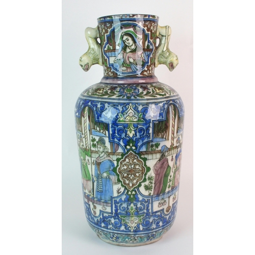 64 - A large Persian two-handled baluster vase