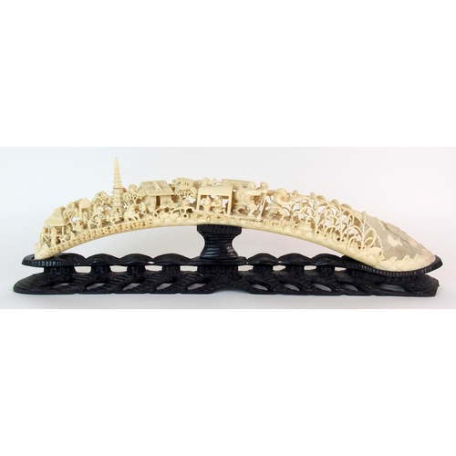 65 - A Chinese carved ivory tusk