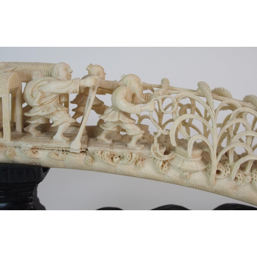 65 - A Chinese carved ivory tusk