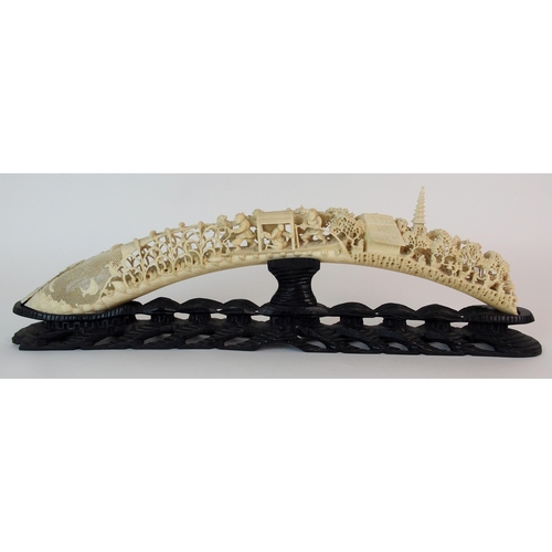 65 - A Chinese carved ivory tusk