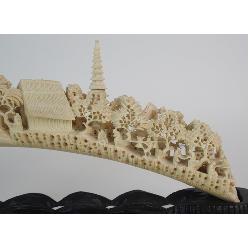 65 - A Chinese carved ivory tusk