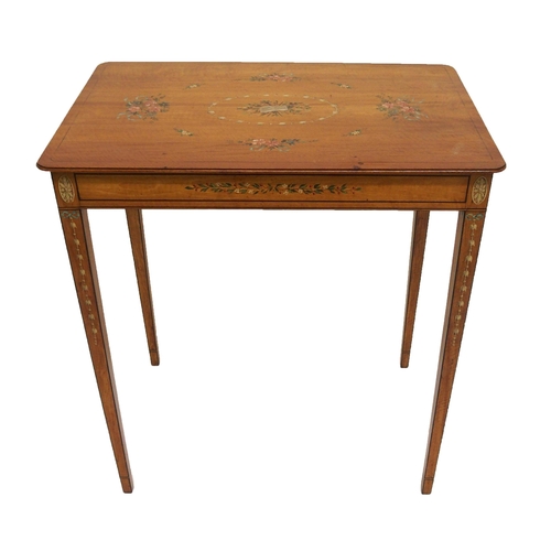 760 - An Edwardian satinwood painted occasional table