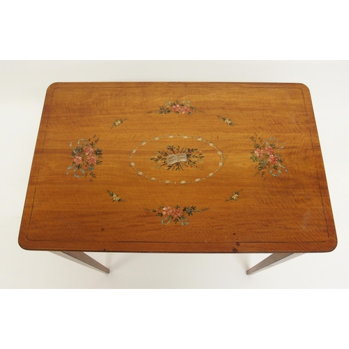 760 - An Edwardian satinwood painted occasional table