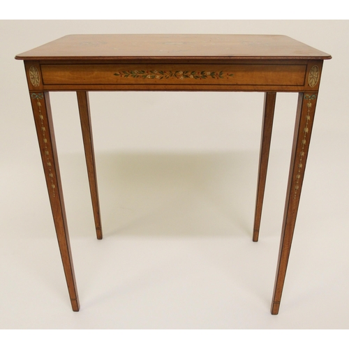 760 - An Edwardian satinwood painted occasional table