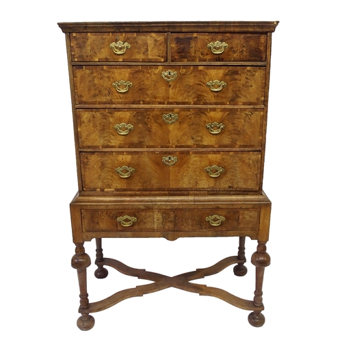 819 - A William and Mary style walnut chest on stand